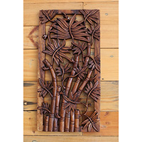 Wooden Wallhanging, Handmade From Suar Wood With Brown Polished