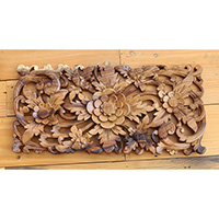 Wooden Wallhanging Sun Flower, Handmade From Suar Wood With Natural Polished