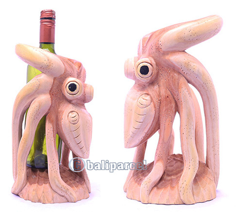 Wooden Octopus Holder, Handmade From Suar Wood
