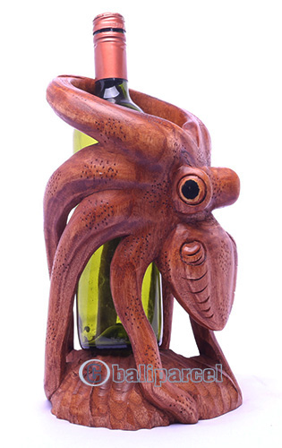 Wooden Octopus Holder, Handmade From Suar Wood