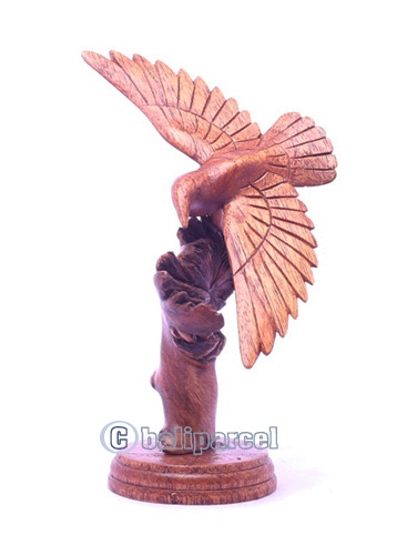 Wooden Bird With Parasite Stand Wood