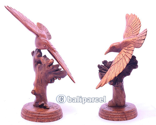 Wooden Bird With Parasite Stand Wood