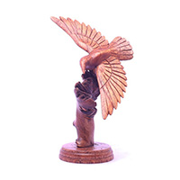 Wooden Bird With Parasite Stand Wood