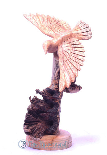 Wooden Bird With Parasite Stand Wood
