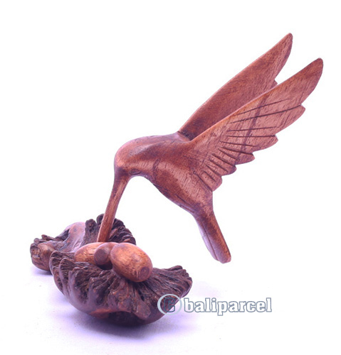 Wooden Bird With Eggs Parasite Wood