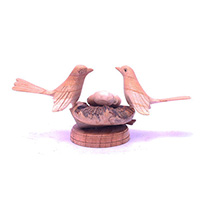 Wooden 2 Bird With Eggs Parasite Wood