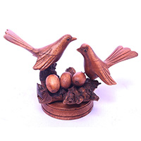 Wooden 2 Bird With Eggs Parasite Wood