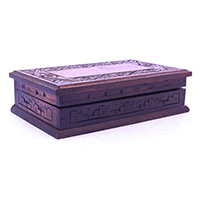 Wooden Box Set Of 3, Hand Carved From Sono Wood, With Bali Flower Carving
