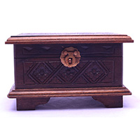 Wooden Box, Hand Carved From Sono Wood, With Bali Flower Carving