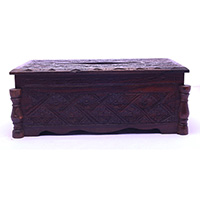 Wooden Tissue Holder, Hand Carved From Sono Wood, With Bali Flower Carving