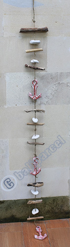 Wooden Wallhanging, Hanmade From Albesia Wood With Stone