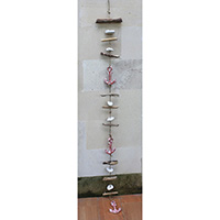Wooden Wallhanging, Hanmade From Albesia Wood With Stone
