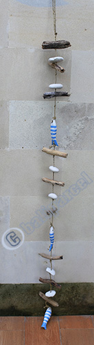 Wooden Wallhanging Fish, Hanmade From Albesia Wood With Stone
