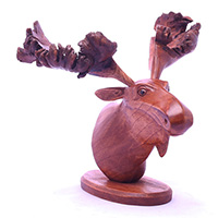 Wooden Deer Head, Handmade From Suar Wood