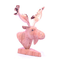 Wooden Deer Head, Handmade From Suar Wood