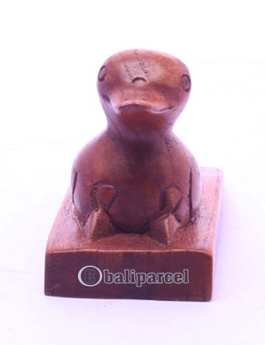 Wooden Door Stop With Duck Carving, Made From Albsia Wood