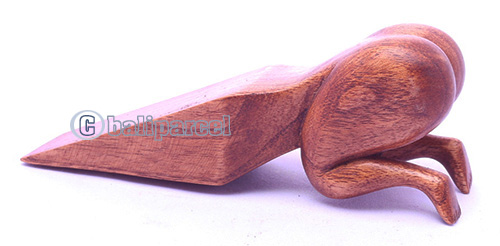 Wooden Door Stop Abstract Carving, Made From Waru Wood