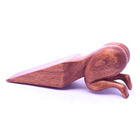 Wooden Door Stop Abstract Carving, Made From Waru Wood