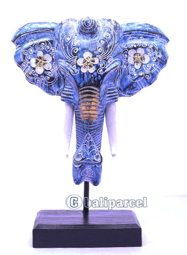 Wooden Wallhanging Elephant Head With Stand, Handmad From Albesia Wood