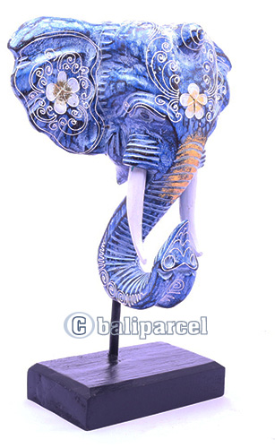 Wooden Wallhanging Elephant Head With Stand, Handmad From Albesia Wood