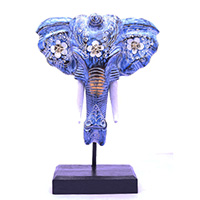 Wooden Wallhanging Elephant Head With Stand, Handmad From Albesia Wood