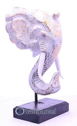 Wooden Wallhanging Elephant Head With Stand, Handmad From Albesia Wood