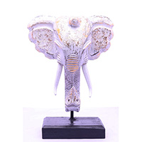 Wooden Wallhanging Elephant Head With Stand, Handmad From Albesia Wood