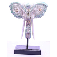 Wooden Wallhanging Elephant Head With Stand, Handmad From Albesia Wood
