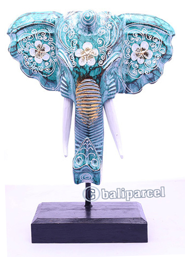 Wooden Wallhanging Elephant Head With Stand, Handmad From Albesia Wood