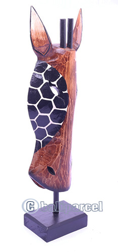 Wooden Mask With Stand, Hand Carved From Albesia Wood