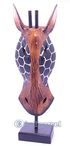 Wooden Mask With Stand, Hand Carved From Albesia Wood