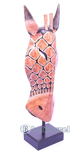 Wooden Mask With Stand, Hand Carved From Albesia Wood