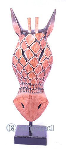 Wooden Mask With Stand, Hand Carved From Albesia Wood