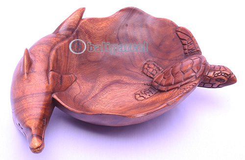 Wooden Combinasi Turtle And Dolphins, Handmade From Suar Wood
