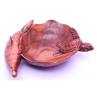 Wooden Combinasi Turtle And Dolphins, Handmade From Suar Wood