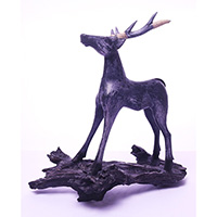 Wooden Deer, With Painted Handmade From Albesia Wood