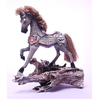 Wooden Horse With Painted Handmade From Albesia Wood