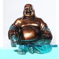 Resin Happy Buddha, Untique Blue