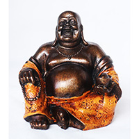 Resin Happy Buddha, Untique Orange