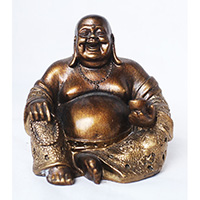 Resin Happy Buddha, Untique Gold