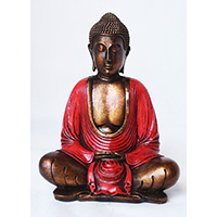 Resin Meditation Buddha, Untique Red