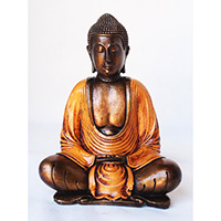 Resin Meditation Buddha, Untique Orange
