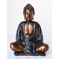 Resin Meditation Buddha, Untique Navy