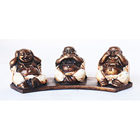 Resin Happy Buddha, Untique Cream
