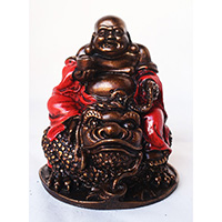 Resin Happy Buddha, Untique Red