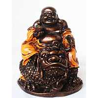 Resin Happy Buddha, Untique Orange