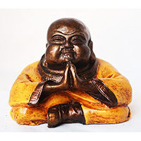 Resin Happy Buddha, Untique Orange