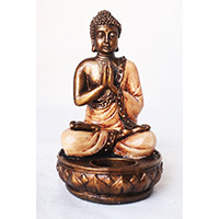 Resin Buddha With Candle Holder, Untique Cream