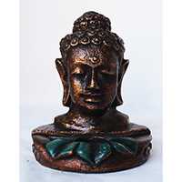 Resin Buddha Head, Untique Green