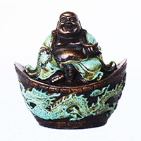 Resin Happy Buddha, Untique Turquoise